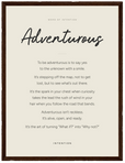 Adventurous Word of Intention Framed print 30x40 cm / 12x16″ Dark wood frame Linen paper