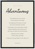Adventurous Word of Intention Framed print A3 (29.7 x 42 cm) Black frame Linen paper