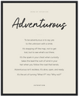 Adventurous Word of Intention Framed print 40x50 cm / 16x20″ Black frame Linen paper