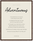 Adventurous Word of Intention Framed print 40x50 cm / 16x20″ Dark wood frame Linen paper