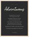Adventurous Word of Intention Framed print 40x50 cm / 16x20″ Wood frame Carbon paper