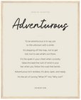 Adventurous Word of Intention Framed print 40x50 cm / 16x20″ Wood frame Linen paper