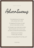 Adventurous Word of Intention Framed print A2 (42 x 59.4 cm) Dark wood frame Linen paper