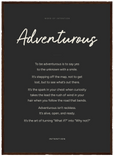 Adventurous Word of Intention Framed print 50x70 cm / 20x28″ Dark wood frame Carbon paper