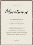 Adventurous Word of Intention Framed print 50x70 cm / 20x28″ Dark wood frame Linen paper