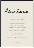 Adventurous Word of Intention Framed print 70x100 cm / 28x40″ Black frame Linen paper