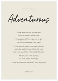 Adventurous Word of Intention Framed print 70x100 cm / 28x40″ White frame Linen paper