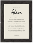 Alive Word of Intention Framed print 13x18 cm / 5x7″ Black frame Linen paper