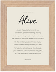 Alive Word of Intention Framed print 13x18 cm / 5x7″ Wood frame Linen paper