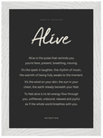 Alive Word of Intention Framed print 21x29.7 cm / 8x12" White frame Carbon paper
