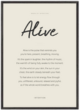Alive Word of Intention Framed print A1 (59.4 x 84.1 cm) Black frame Linen paper