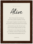 Alive Word of Intention Framed print 13x18 cm / 5x7″ Dark wood frame Linen paper