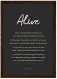 Alive Word of Intention Framed print 21x29.7 cm / 8x12" Dark wood frame Carbon paper