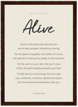 Alive Word of Intention Framed print 21x29.7 cm / 8x12" Dark wood frame Linen paper