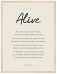 Alive Word of Intention Framed print 30x40 cm / 12x16″ Wood frame Linen paper
