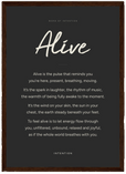 Alive Word of Intention Framed print A3 (29.7 x 42 cm) Dark wood frame Carbon paper