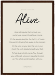 Alive Word of Intention Framed print A3 (29.7 x 42 cm) Dark wood frame Linen paper