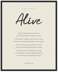 Alive Word of Intention Framed print 40x50 cm / 16x20″ Black frame Linen paper