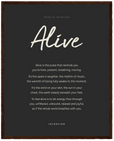 Alive Word of Intention Framed print 40x50 cm / 16x20″ Dark wood frame Carbon paper