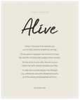 Alive Word of Intention Framed print 40x50 cm / 16x20″ White frame Linen paper