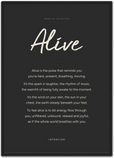 Alive Word of Intention Framed print A2 (42 x 59.4 cm) Black frame Carbon paper