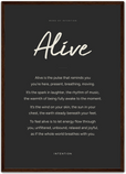 Alive Word of Intention Framed print A2 (42 x 59.4 cm) Dark wood frame Carbon paper