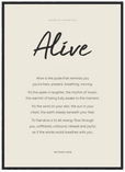 Alive Word of Intention Framed print 50x70 cm / 20x28″ Black frame Linen paper