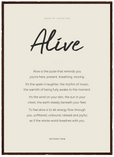 Alive Word of Intention Framed print 50x70 cm / 20x28″ Dark wood frame Linen paper