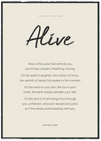 Alive Word of Intention Framed print A1 (59.4 x 84.1 cm) Black frame Linen paper