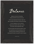 Balance Word of Intention Framed print 13x18 cm / 5x7″ Black frame Carbon paper