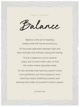 Balance Word of Intention Framed print 21x29.7 cm / 8x12" White frame Linen paper