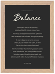 Balance Word of Intention Framed print 21x29.7 cm / 8x12" Wood frame Carbon paper