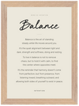 Balance Word of Intention Framed print 21x29.7 cm / 8x12" Wood frame Linen paper