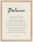 Balance Word of Intention Framed print 30x40 cm / 12x16″ Wood frame Linen paper