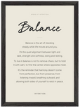 Balance Word of Intention Framed print A3 (29.7 x 42 cm) Black frame Linen paper