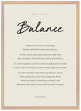 Balance Word of Intention Framed print A2 (42 x 59.4 cm) Wood frame Linen paper