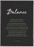 Balance Word of Intention Framed print 50x70 cm / 20x28″ Black frame Carbon paper
