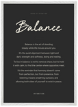 Balance Word of Intention Framed print 50x70 cm / 20x28″ White frame Carbon paper
