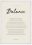 Balance Word of Intention Framed print 50x70 cm / 20x28″ White frame Linen paper