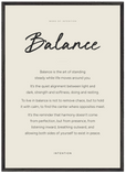 Balance Word of Intention Framed print A1 (59.4 x 84.1 cm) Black frame Linen paper