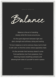 Balance Word of Intention Framed print A1 (59.4 x 84.1 cm) White frame Carbon paper