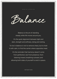 Balance Word of Intention Framed print 70x100 cm / 28x40″ White frame Carbon paper
