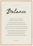 Balance Word of Intention Framed print 70x100 cm / 28x40″ Wood frame Linen paper