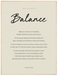 Balance Word of Intention Framed print 60x80 cm / 24x32″ Wood frame Linen paper