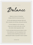 Balance Word of Intention Framed print 21x29.7 cm / 8x12" White frame Linen paper