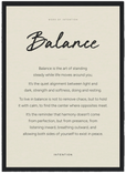 Balance Word of Intention Framed print A3 (29.7 x 42 cm) Black frame Linen paper