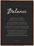 Balance Word of Intention Framed print A3 (29.7 x 42 cm) Dark wood frame Carbon paper