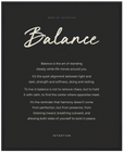 Balance Word of Intention Framed print 40x50 cm / 16x20″ Black frame Carbon paper