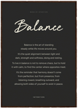 Balance Word of Intention Framed print A1 (59.4 x 84.1 cm) Dark wood frame Carbon paper