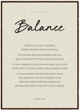 Balance Word of Intention Framed print A1 (59.4 x 84.1 cm) Dark wood frame Linen paper